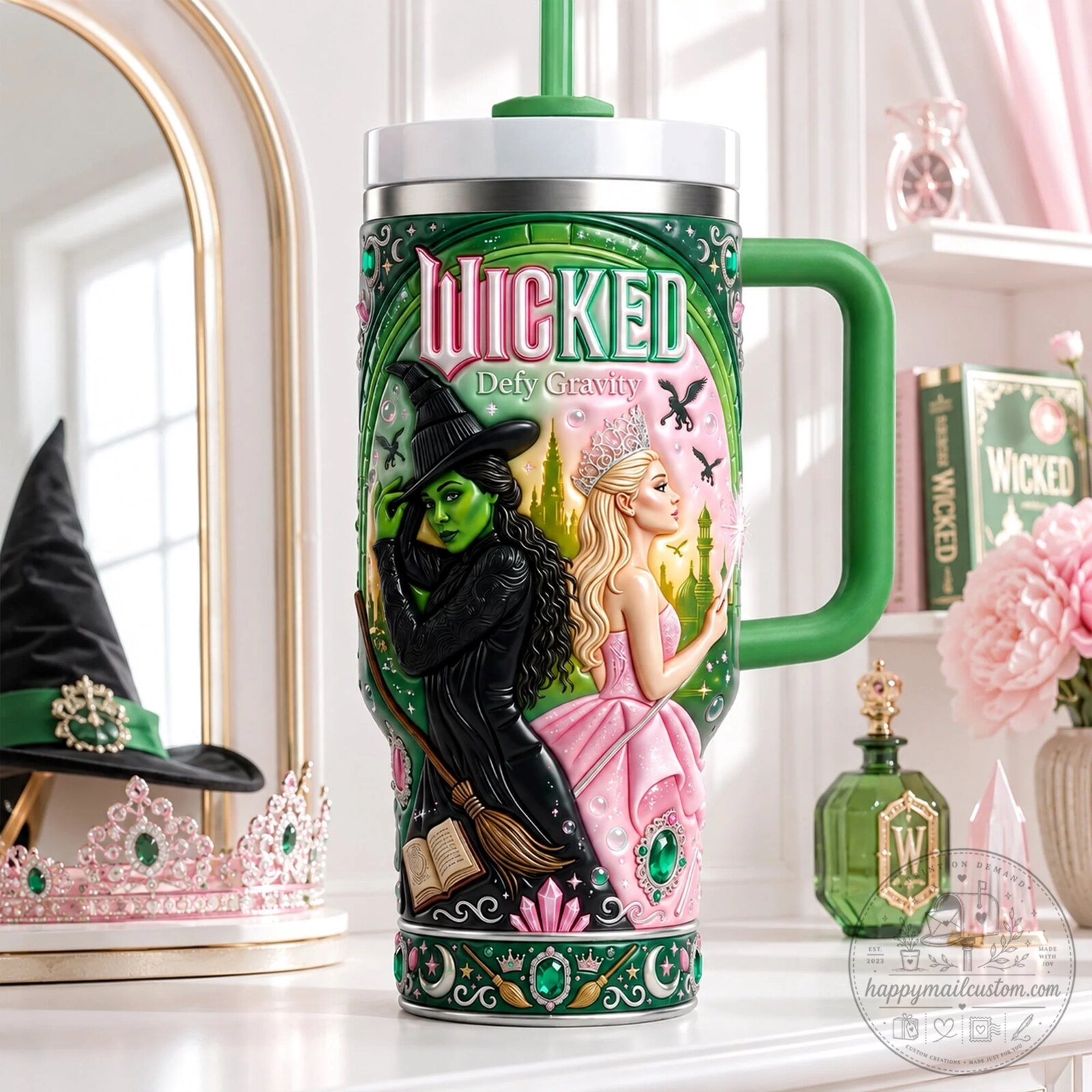 Wicked Defy Gravity Elphaba Glinda Personalized Tumbler with Handle 9 Wicked Defy Gravity Elphaba Glinda Personalized Tumbler with Handle