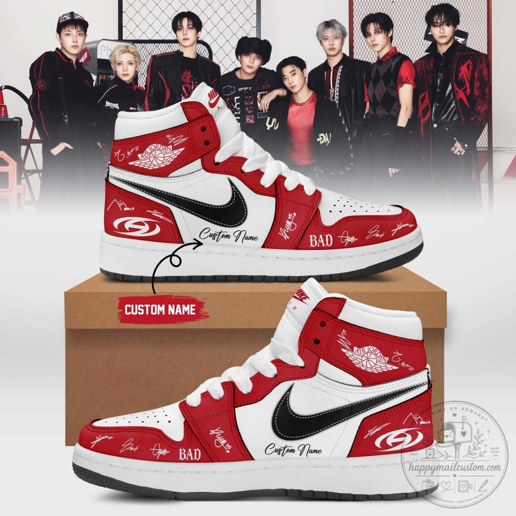 ATEEZ The World Ep.Fin Will Custom Name Red and White Sneakers ATEEZ The World Ep.Fin: Will Custom Name Red and White Sneakers
