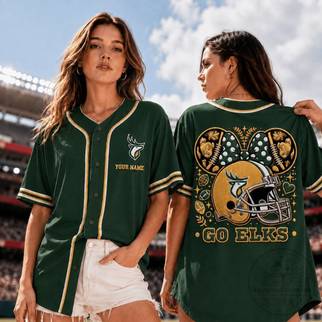 Edmonton Elks Football Team Mickey Minnie Mouse Ears Baseball Jersey Shirt Edmonton Elks Football Team Mickey Minnie Mouse Ears Baseball Jersey Shirt