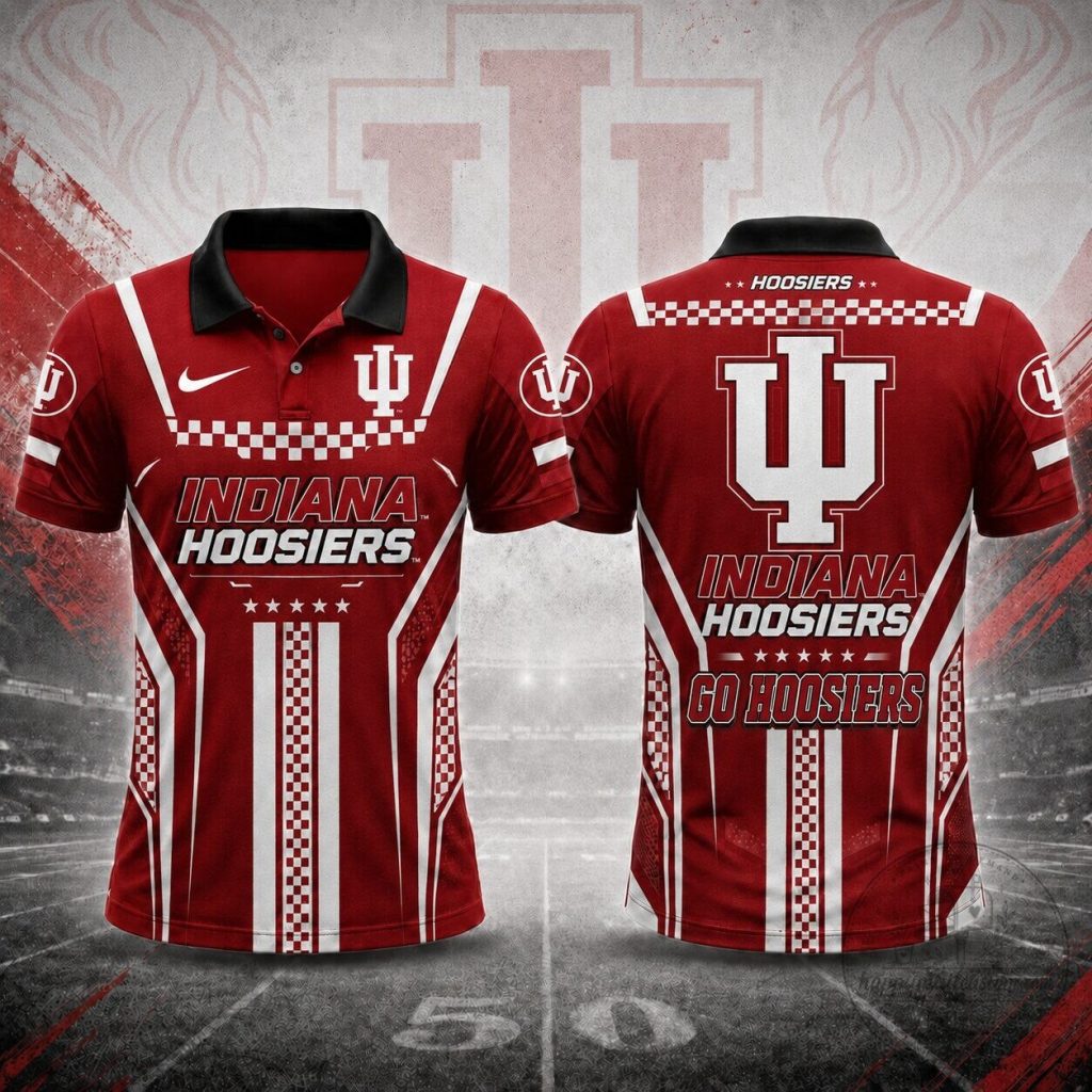 Indiana Hoosiers NCAA Racing Stripe Team Polo Shirt Indiana Hoosiers NCAA Racing Stripe Team Polo Shirt