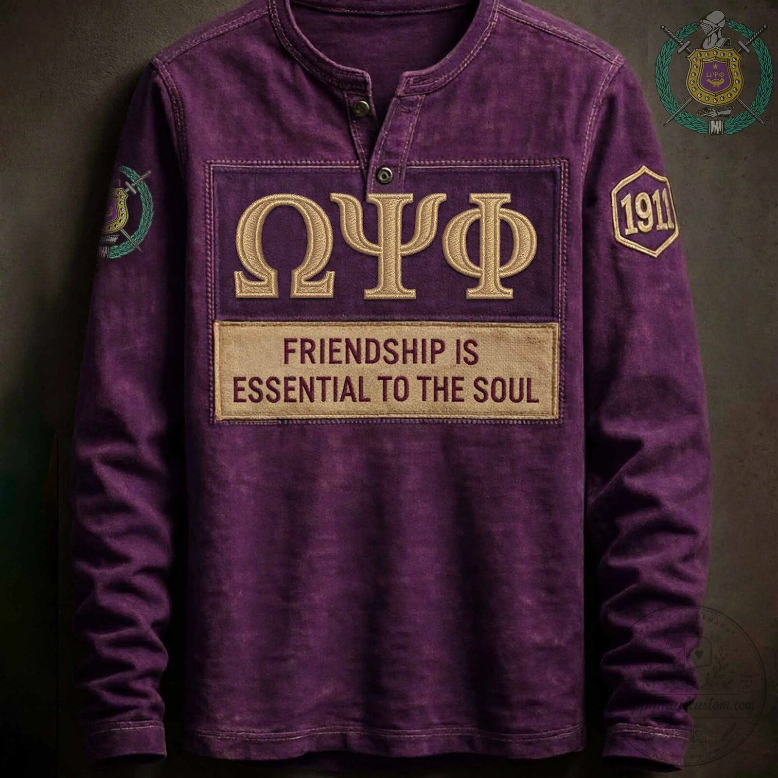 Long-Sleeve Shirt Celebrating Omega Psi Phi Fraternity's Essential Friendship to the Soul