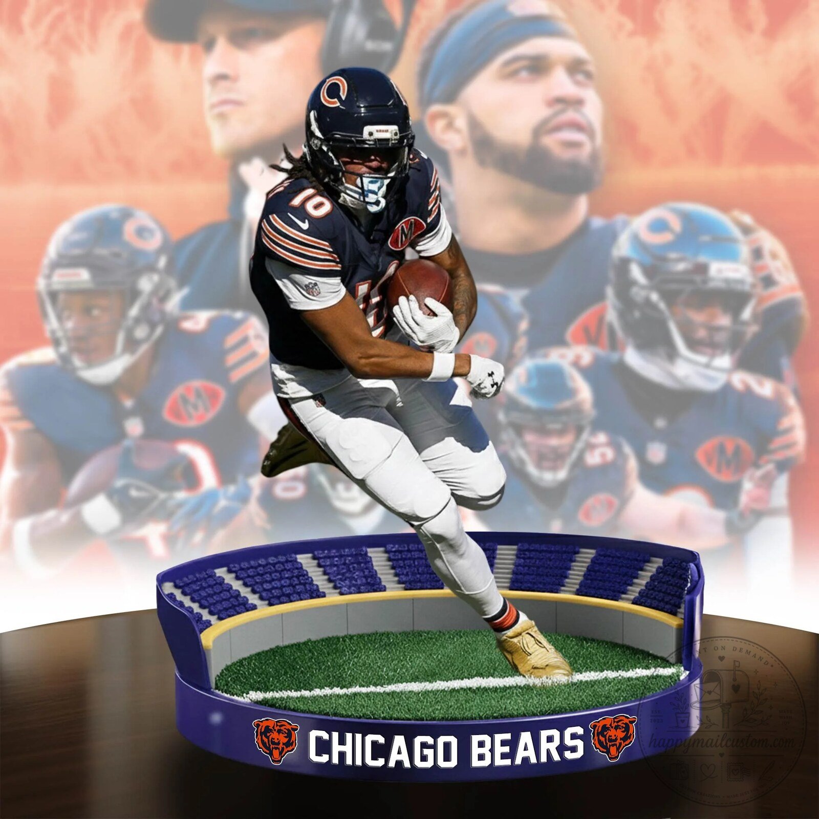 Chicago Bears Football Player Stadium Scene Christmas Ornament