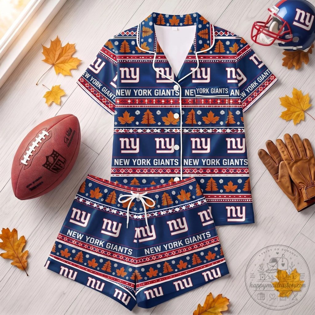 New York Giants Premium NFL Harvest Huddle Pajama Set NTH1 New York Giants | Premium NFL Harvest Huddle Pajama Set NTH1
