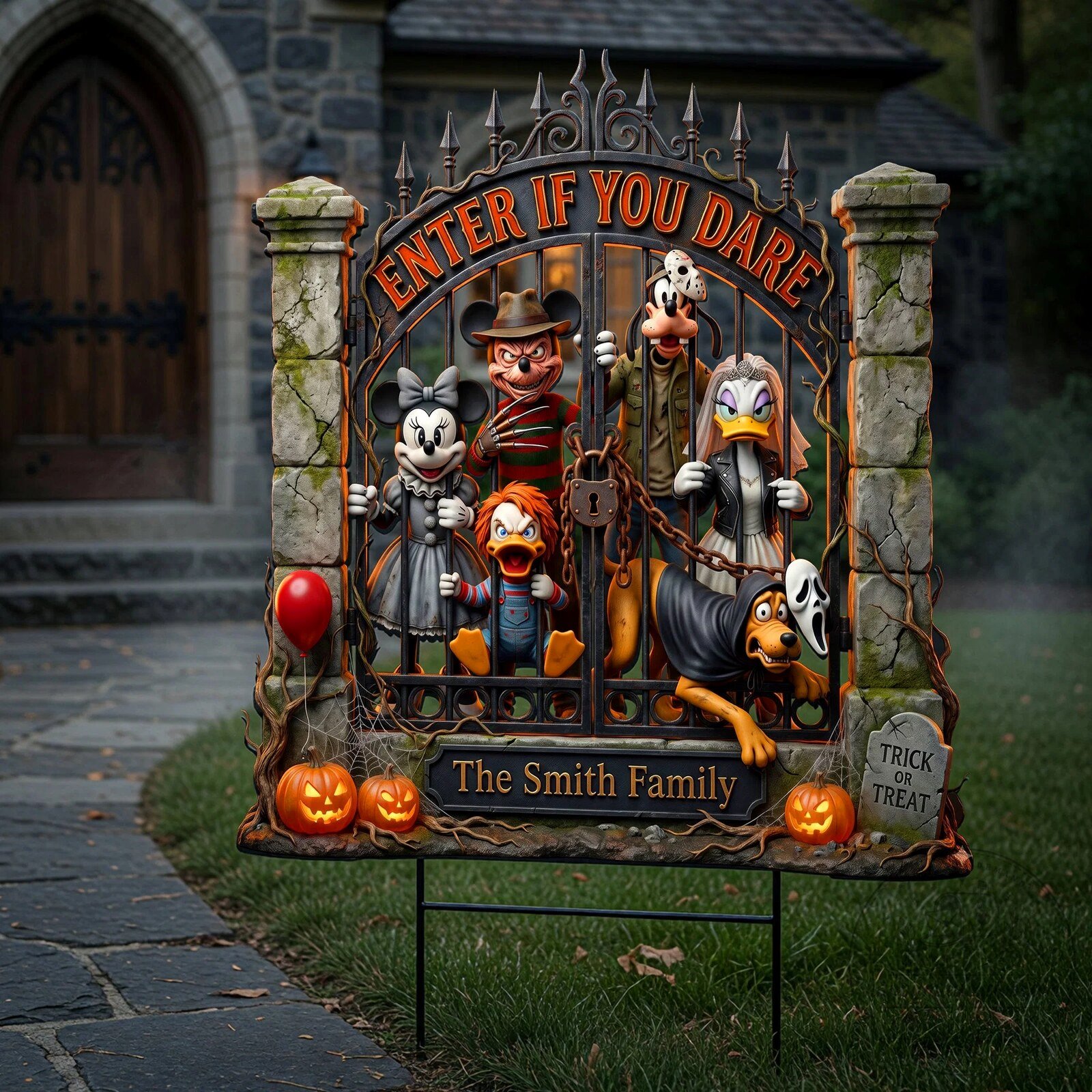Disney Halloween Mickey Minnie Donald Daisy Goofy Freddy Krueger Yard Sign 10 Trick Or Treat Custom Shape Yard Sign - Personalized Gifts For Halloween 03toqn080826