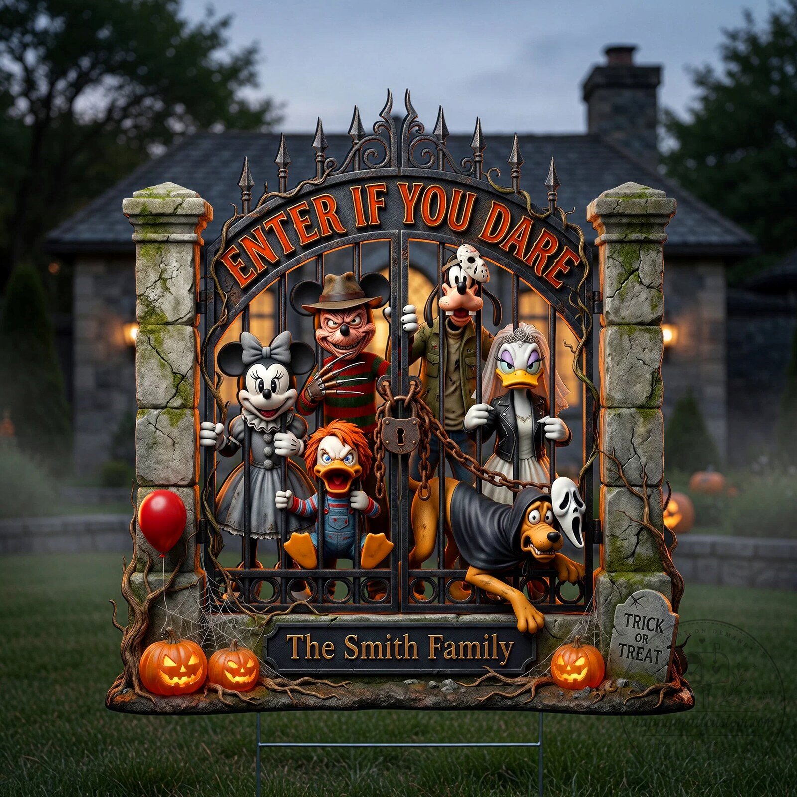 Disney Halloween Mickey Minnie Donald Daisy Goofy Freddy Krueger Yard Sign 11 Trick Or Treat Custom Shape Yard Sign - Personalized Gifts For Halloween 03toqn080826