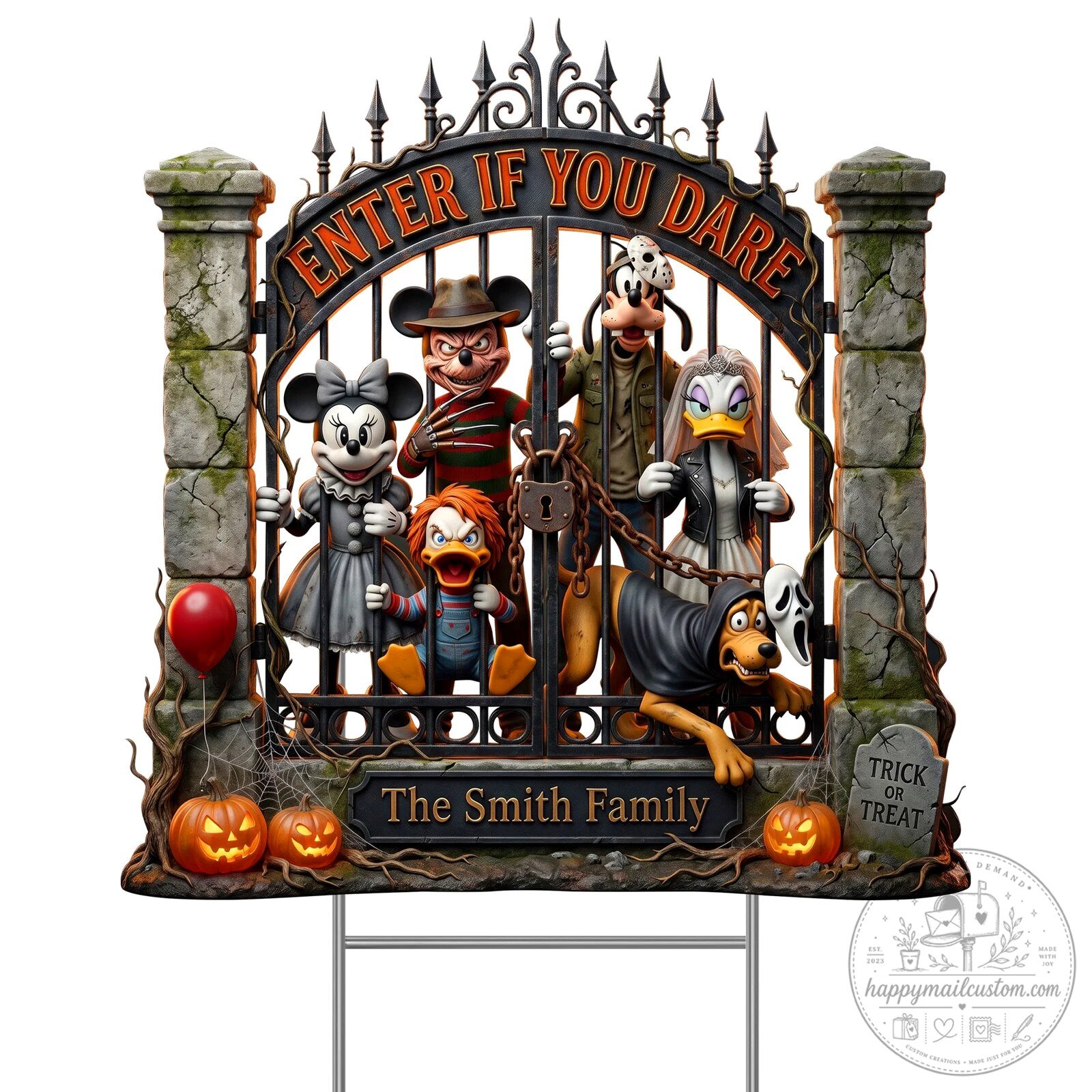 Disney Halloween Mickey Minnie Donald Daisy Goofy Freddy Krueger Yard Sign 12 Trick Or Treat Custom Shape Yard Sign - Personalized Gifts For Halloween 03toqn080826