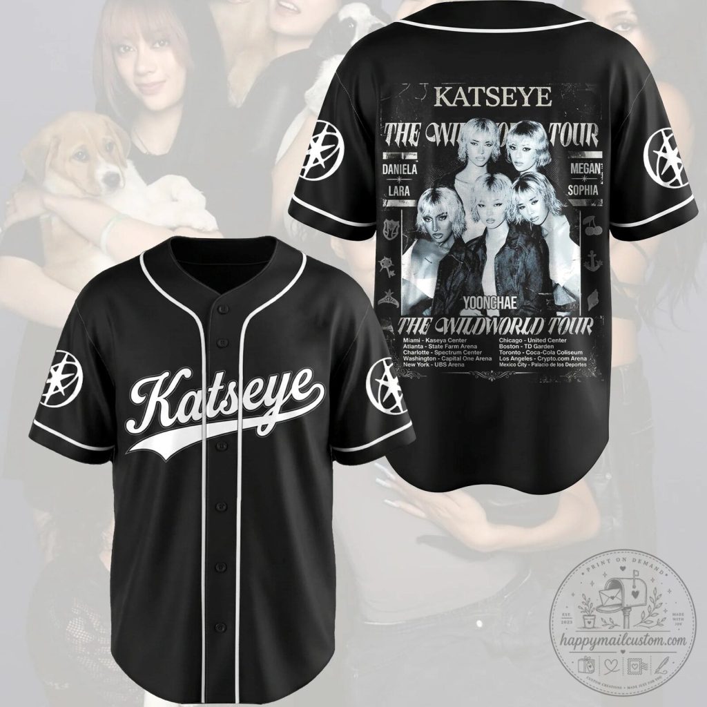 Katseye The Wildworld Tour Kpop Baseball Jersey Black Katseye The Wildworld Tour Kpop Baseball Jersey Black