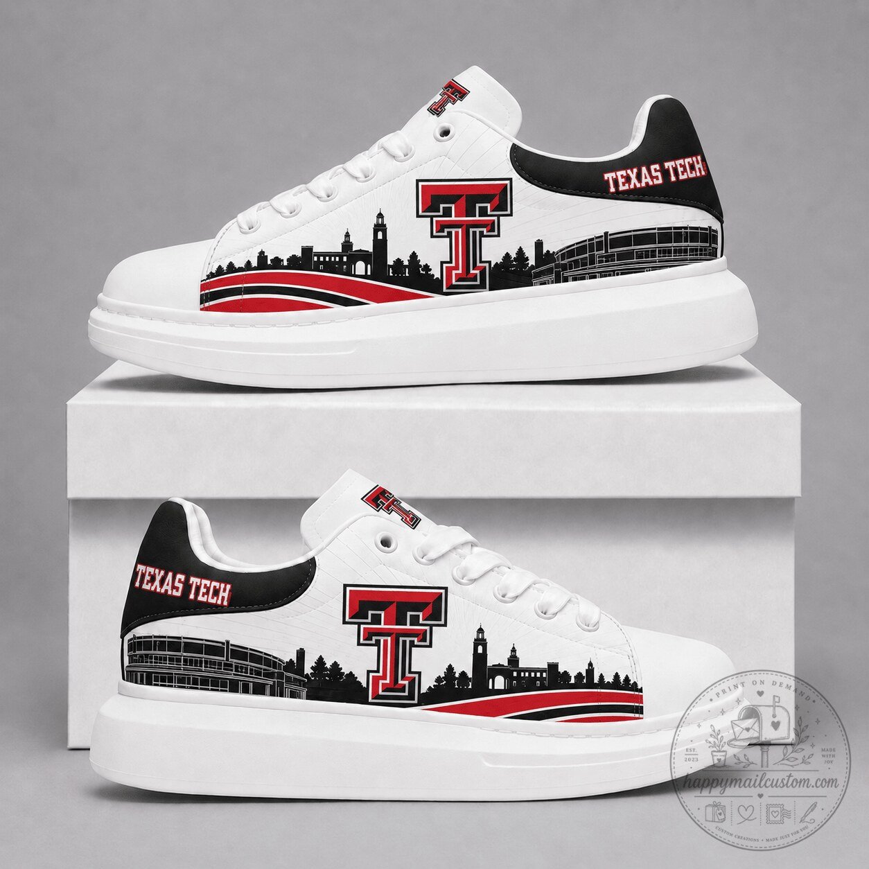 Texas Tech Red Raiders Football Team Logo and Stadium Fan Shoes