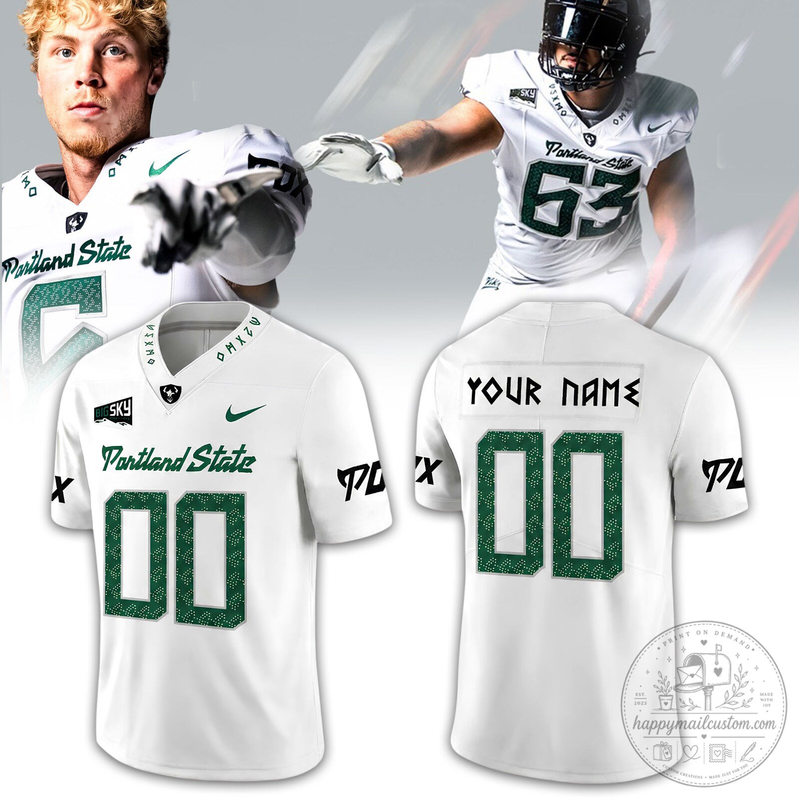 Portland State Vikings NCAA Football Team White Custom Jersey