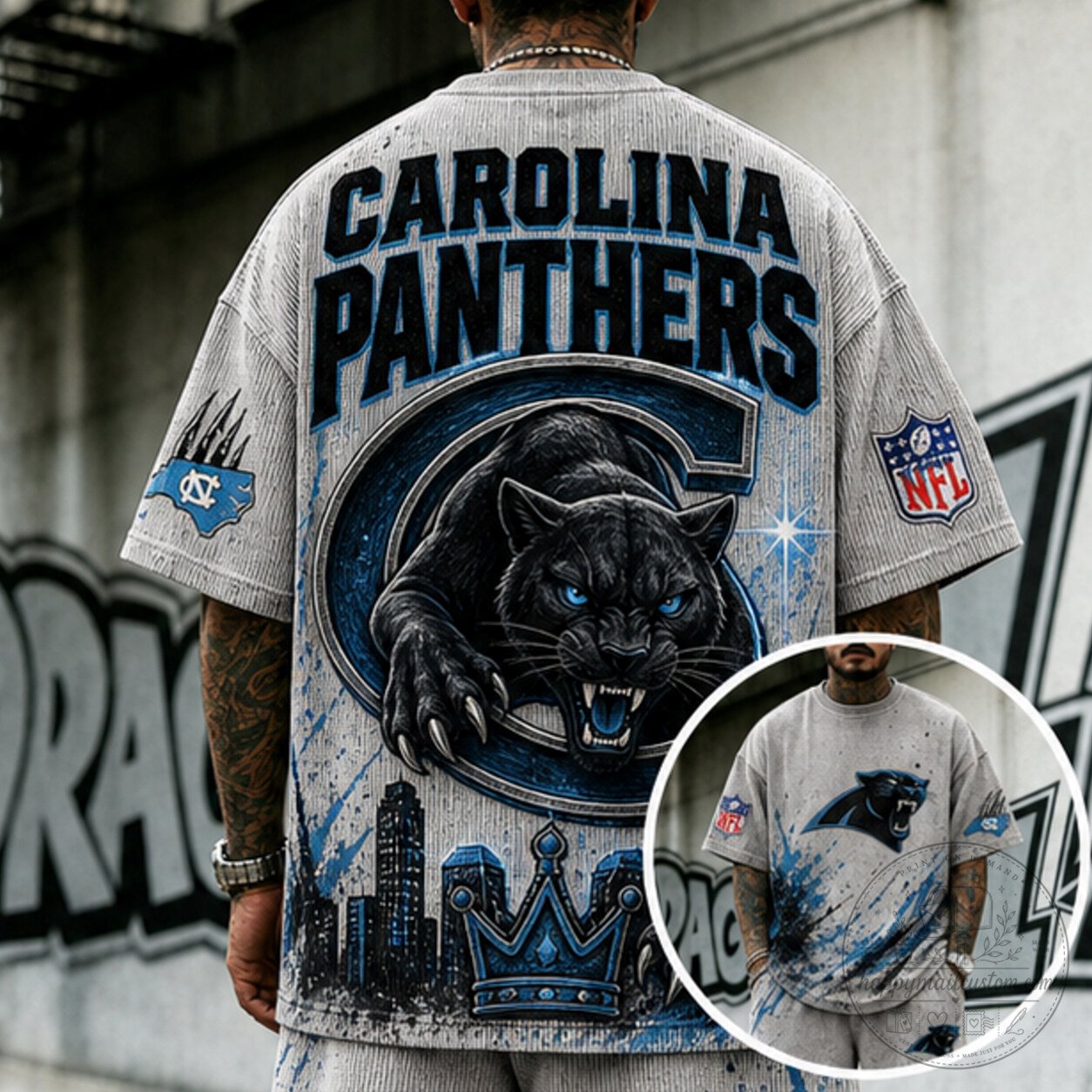 Carolina Panthers NFL Football Team Graphic Print Oversized T-Shirt