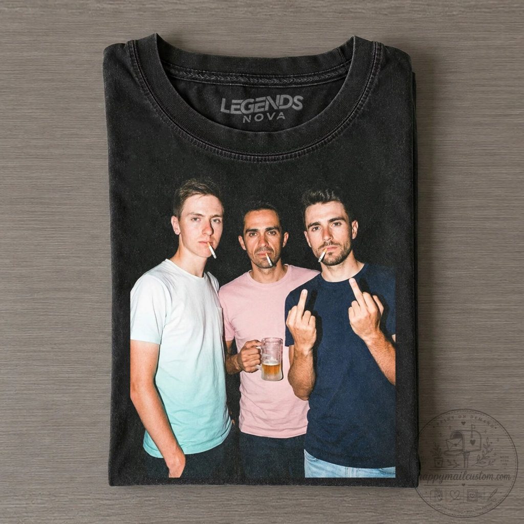Legends Nova Three Men Smoking and Drinking Vintage Black T-Shirt Legends Nova Three Men Smoking and Drinking Vintage Black T-Shirt