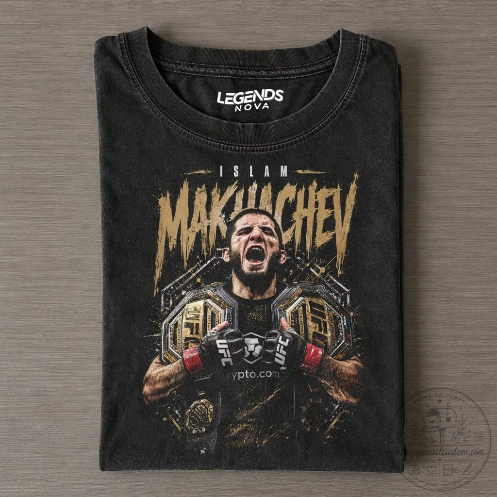 Islam Makhachev UFC Champion Black Graphic T-Shirt Islam Makhachev UFC Champion Black Graphic T-Shirt