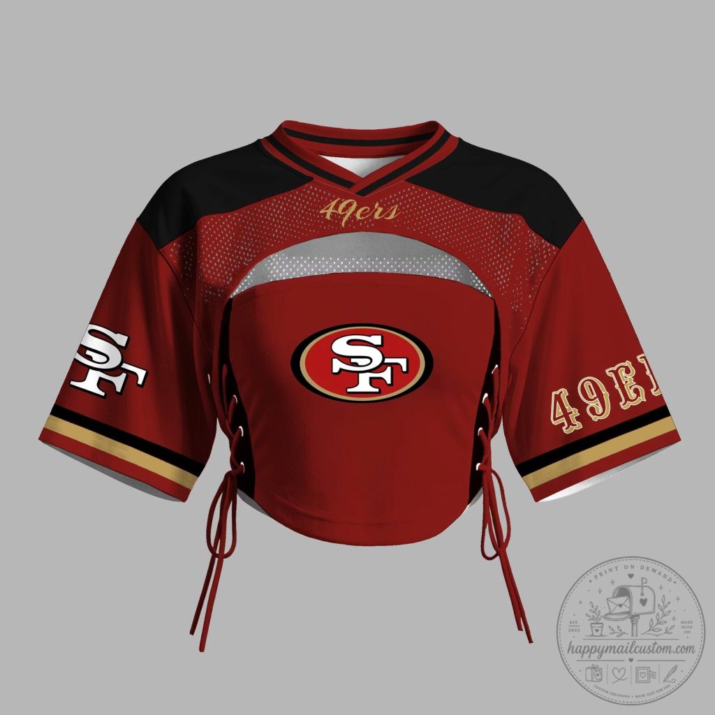 San Francisco 49ers Women's Cropped Football Jersey Top San Francisco 49ers Women's Cropped Football Jersey Top