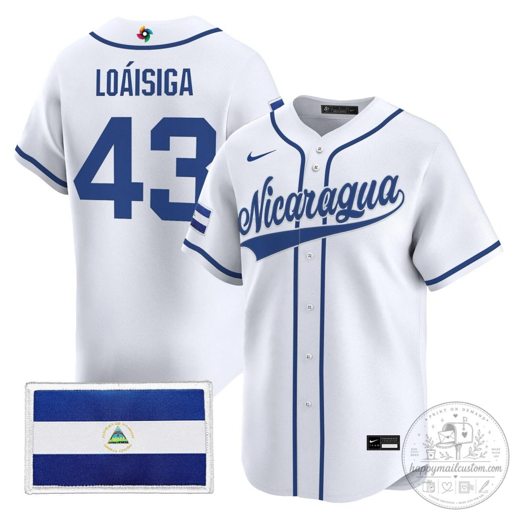 Nicaragua World Baseball Classic Jonathan Loaisiga Number 43 Replica Baseball Jersey Nicaragua World Baseball Classic Jonathan Loaisiga Number 43 Replica Baseball Jersey
