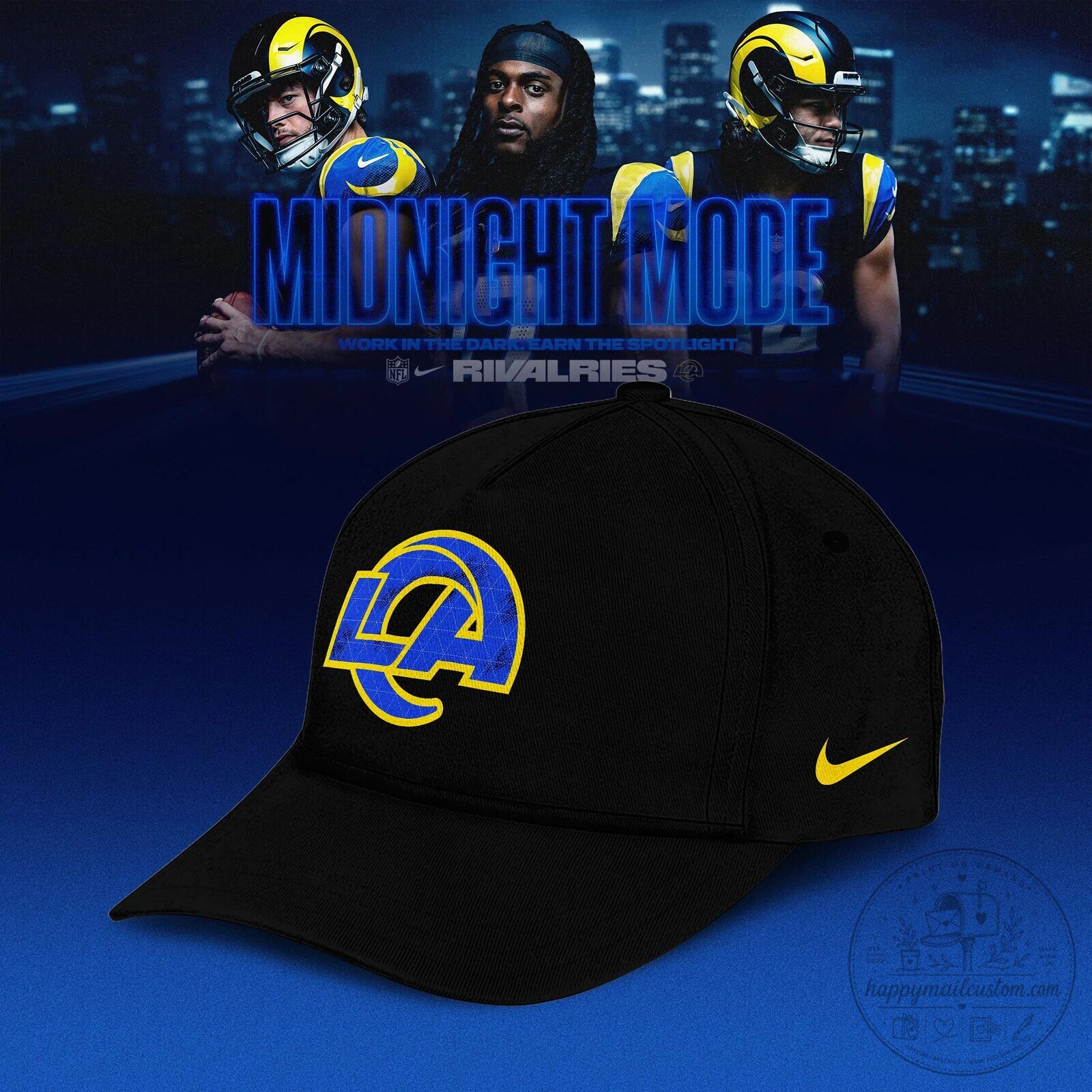 Los Angeles Rams Midnight Mode Work in the Dark Earn the Spotlight Bomber Jacket 9 Los Angeles Rams Midnight Mode Work in the Dark Earn the Spotlight Bomber Jacket