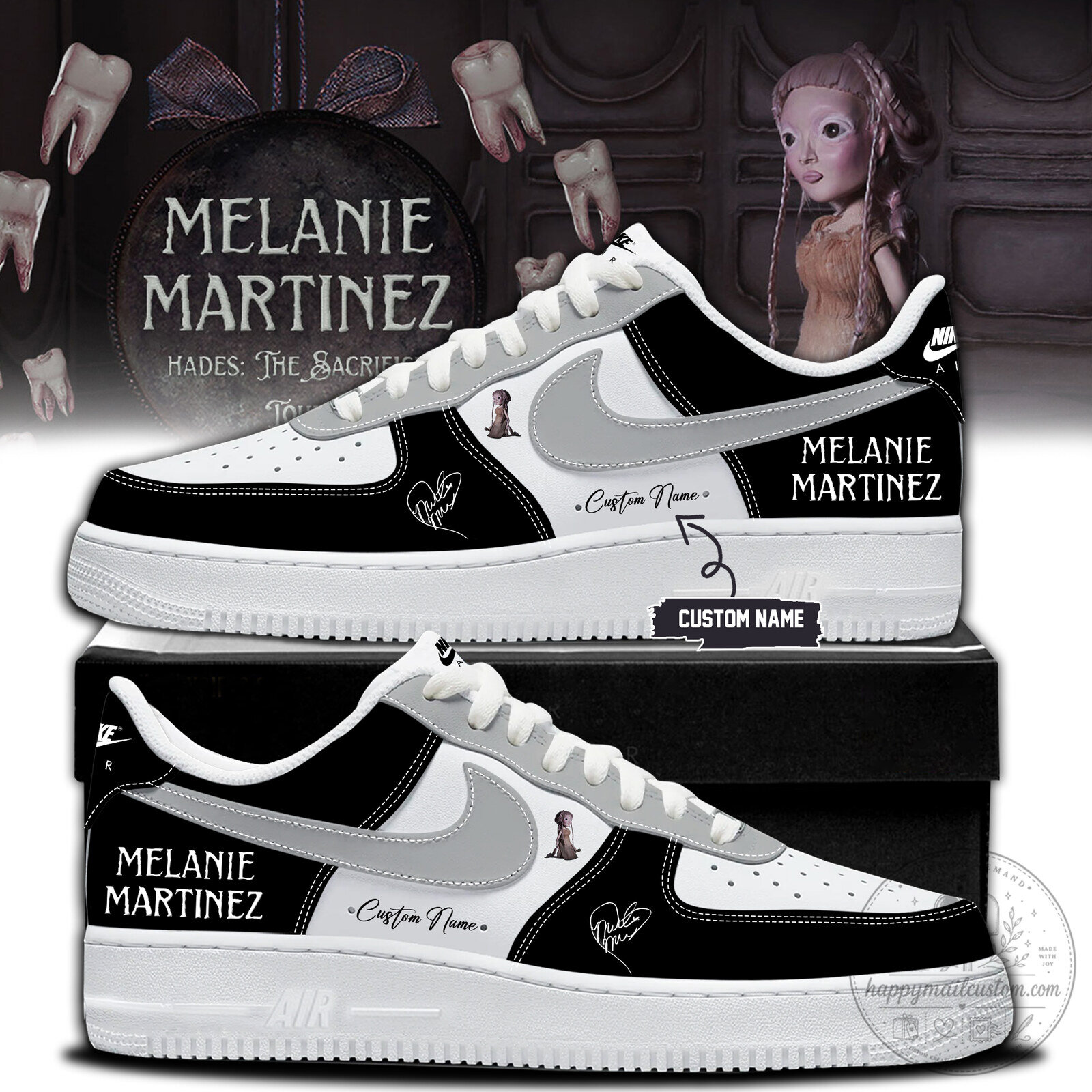 Melanie Martinez Hades The Sacrifice Tour Custom Name Black and White Shoes