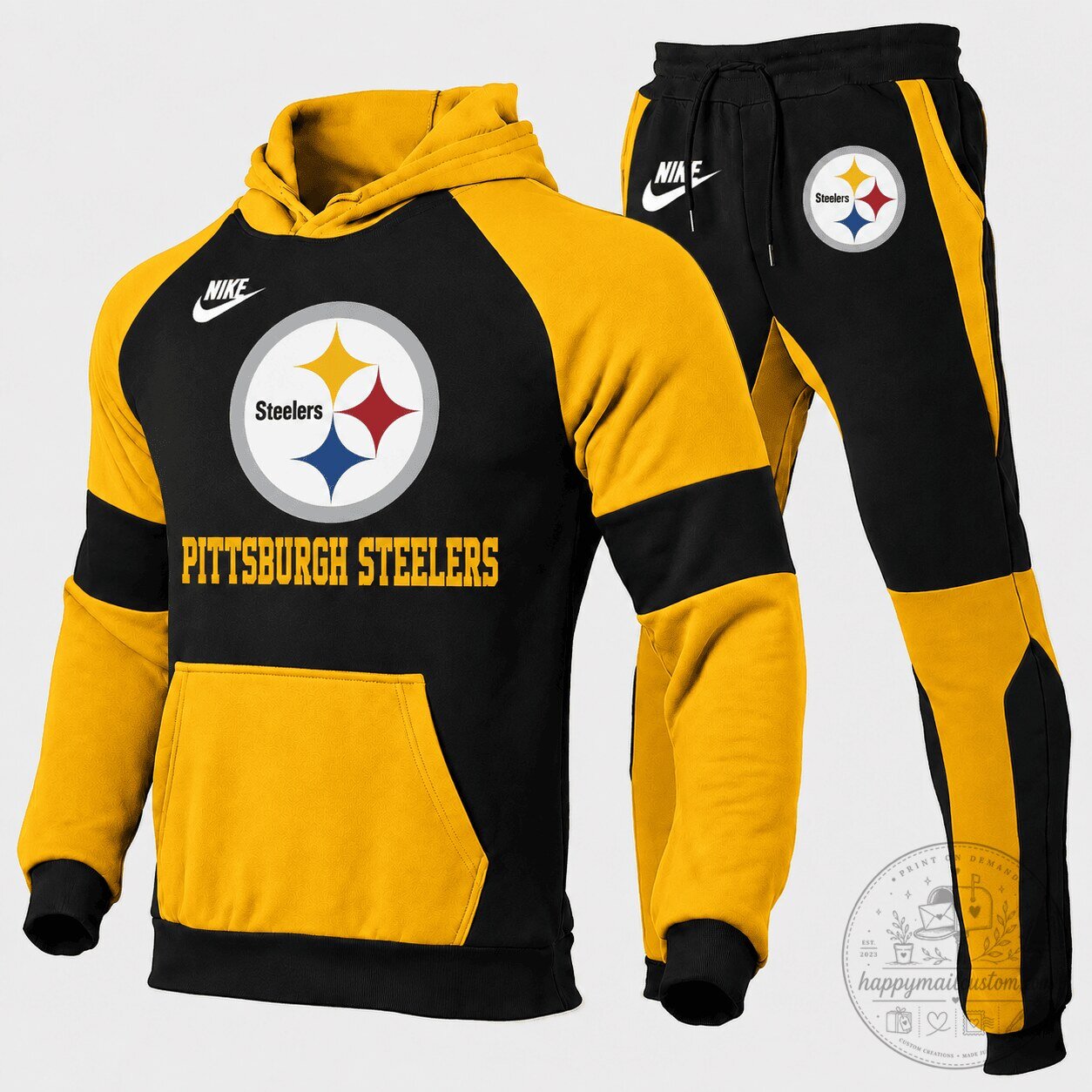 Pittsburgh Steelers National Football League Team Black and Gold Hoodie and Pants Set