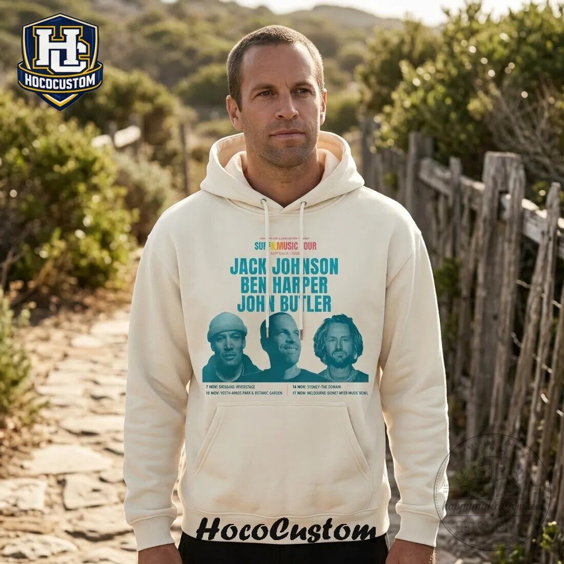 Jack Johnson Ben Harper John Butler Surf Music Tour 2026 Cream Hoodie 9 Jack Johnson Ben Harper John Butler Surf Music Tour 2026 Cream Hoodie