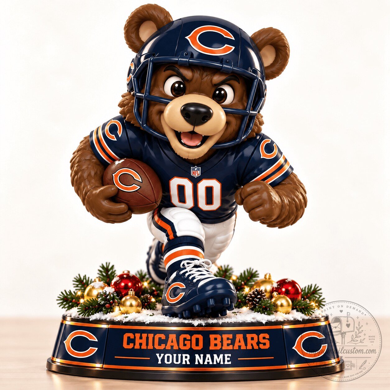 Chicago Bears NFL Team Mascot Football Player Personalized Acrylic Block Plaque