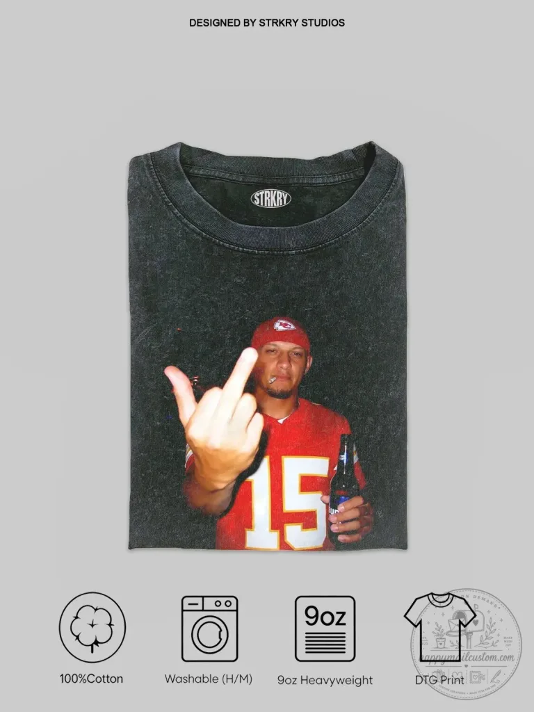 Kansas City Chiefs T-Shirt featuring Number 15 and Patrick Mahomes Football Design