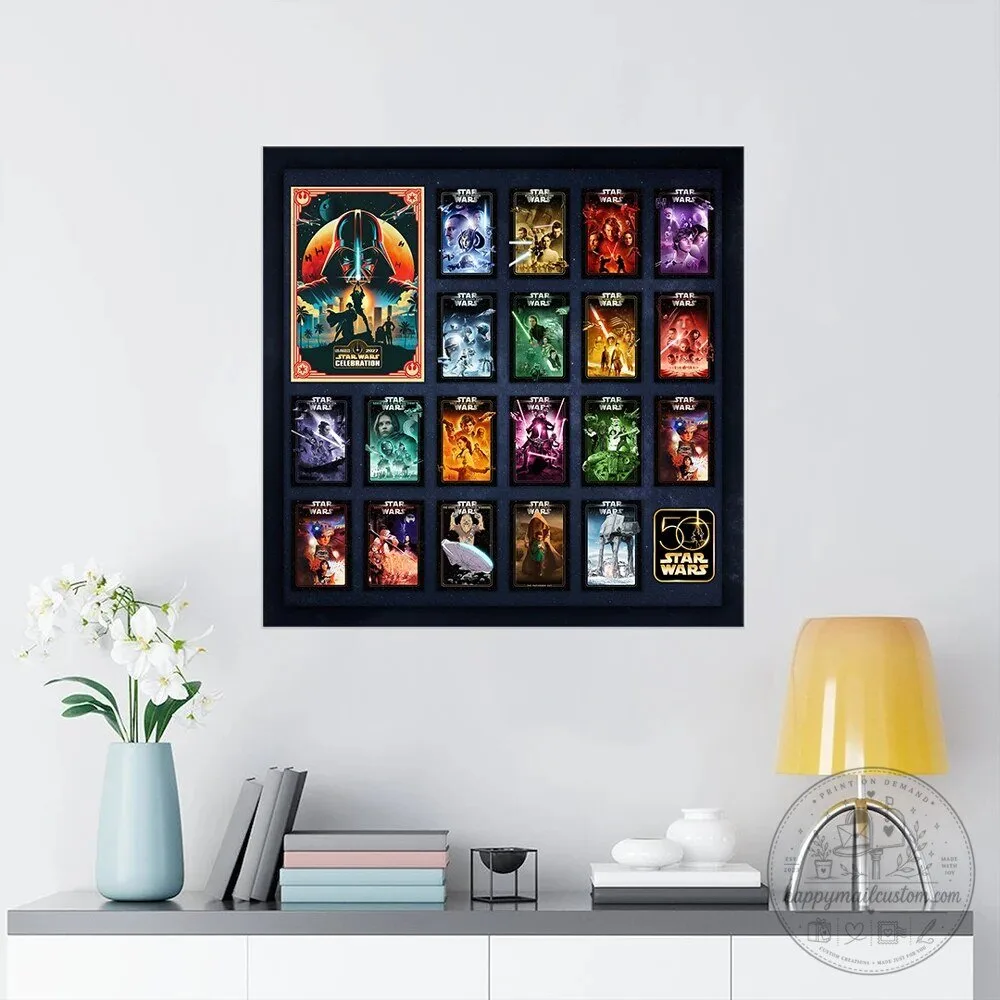 Star Wars 50th Anniversary Celebration Movie Poster Collection Square Canvas Wall Art