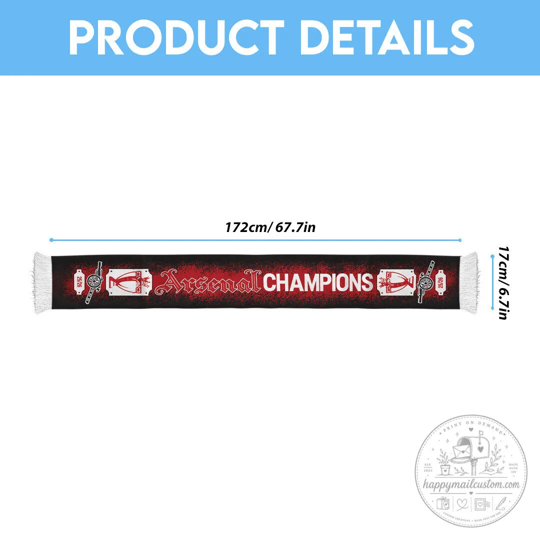 Premier League Champions 2025-2026 Soccer Scarf for Arsenal Football Club 5 Premier League Champions 2025-2026 Soccer Scarf for Arsenal Football Club