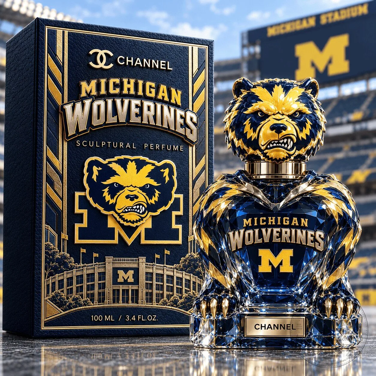 Michigan Wolverines Sculptural Perfume by Channel, 100 ML Eau de Parfum Spray