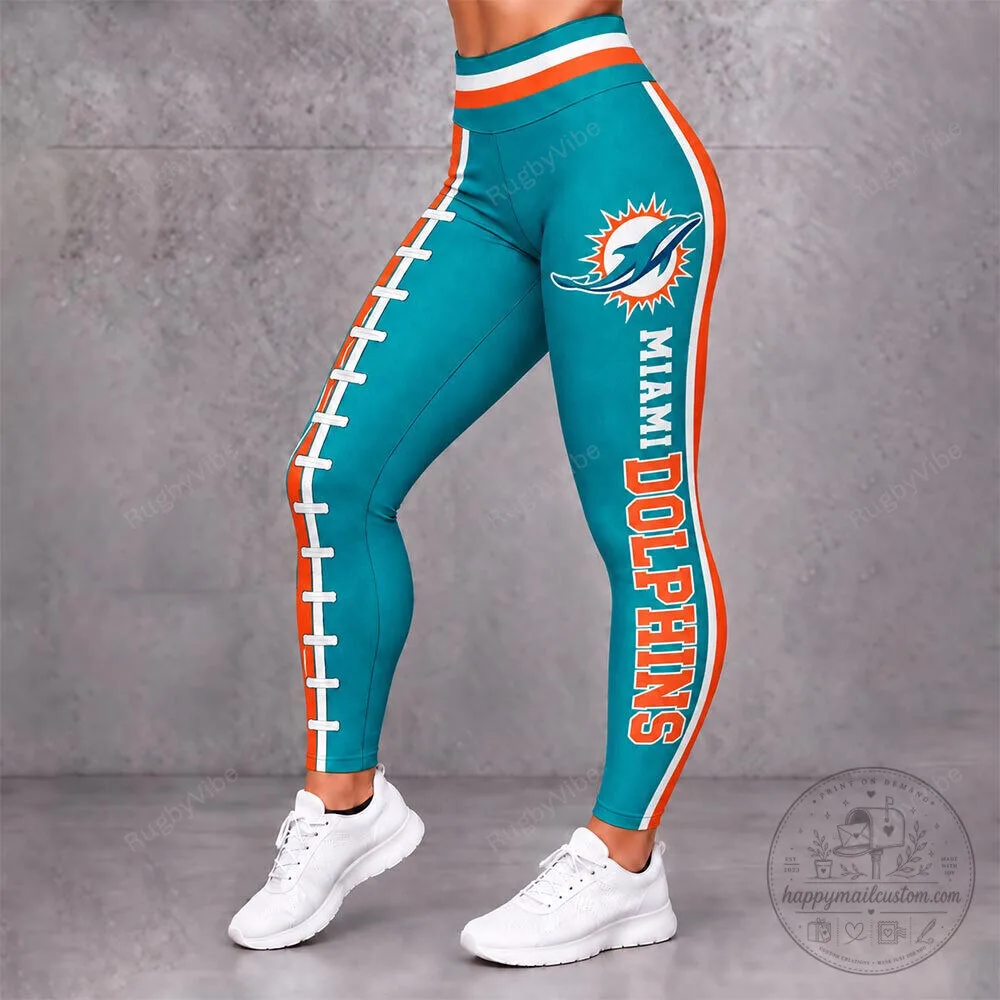 Miami Dolphins Football Team Logo and Colors Womens Leggings