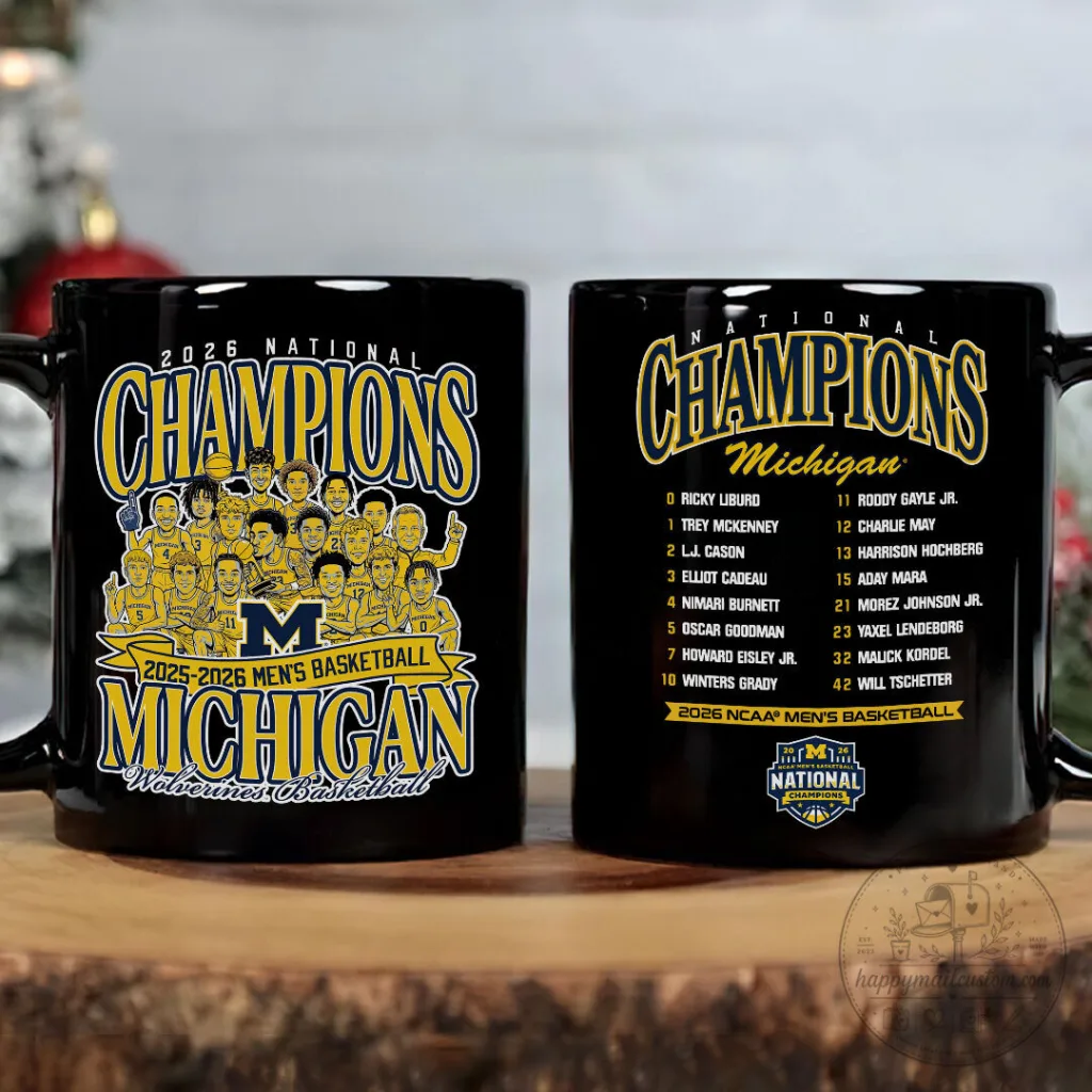 Michigan Wolverines 2026 National Champions Men's Basketball Ceramic Mug 20 Michigan Wolverines 2026 National Champions Men's Basketball Ceramic Mug