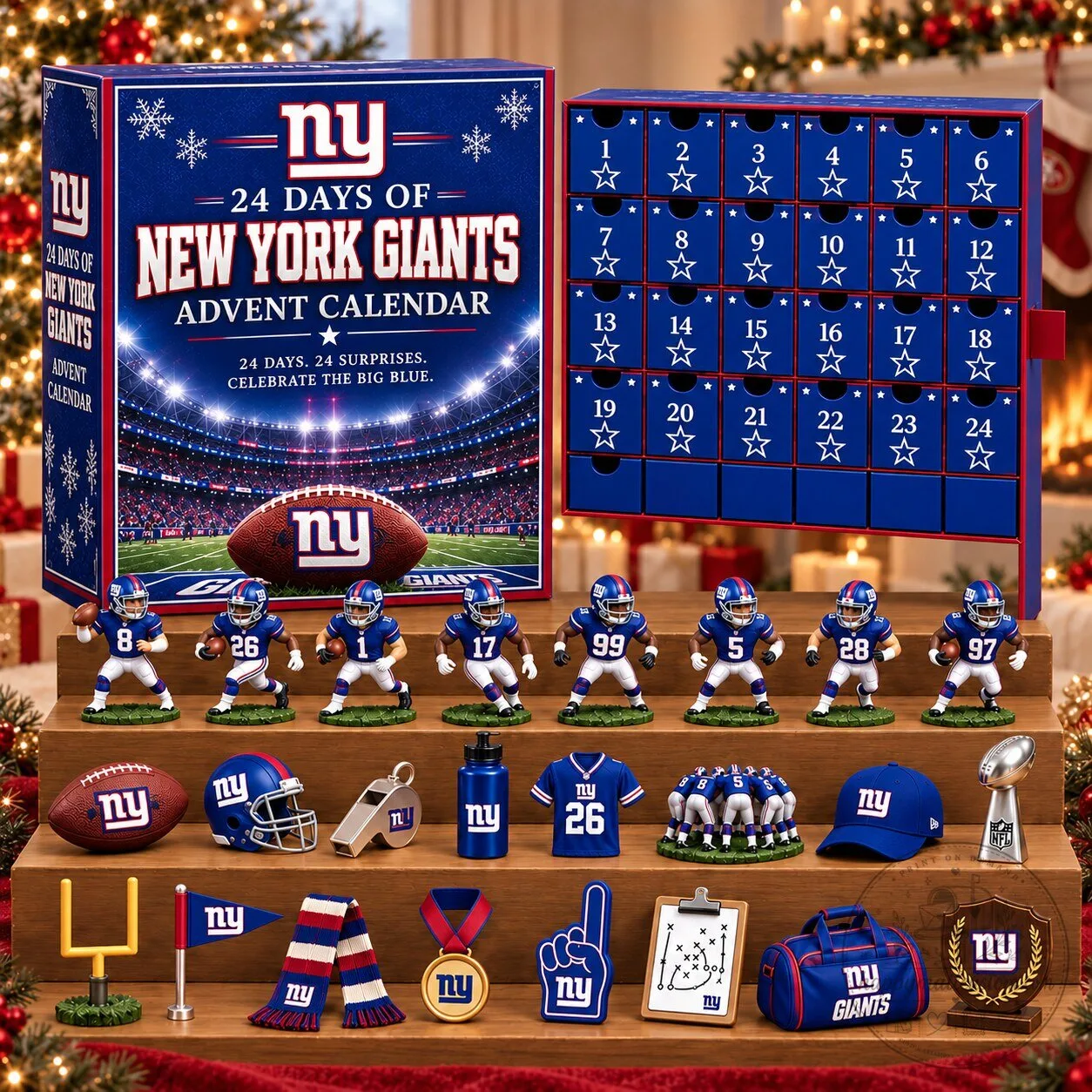 New York Giants NFL Football Advent Calendar with 24 Collectibles