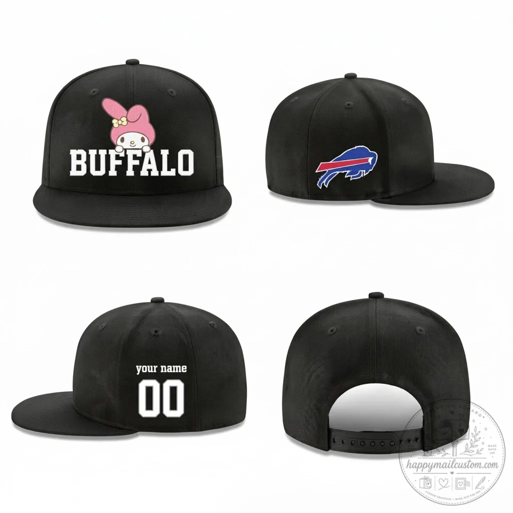 Buffalo Bills My Melody Sanrio Friends Personalized Snapback Baseball Cap Hat Buffalo Bills My Melody Sanrio Friends Personalized Snapback Baseball Cap Hat