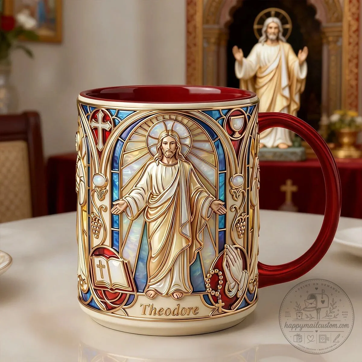 Jesus Christ Stained Glass Window Religious Christian Personalized Coffee Mug 9 Jesus Christ Stained Glass Window Religious Christian Personalized Coffee Mug
