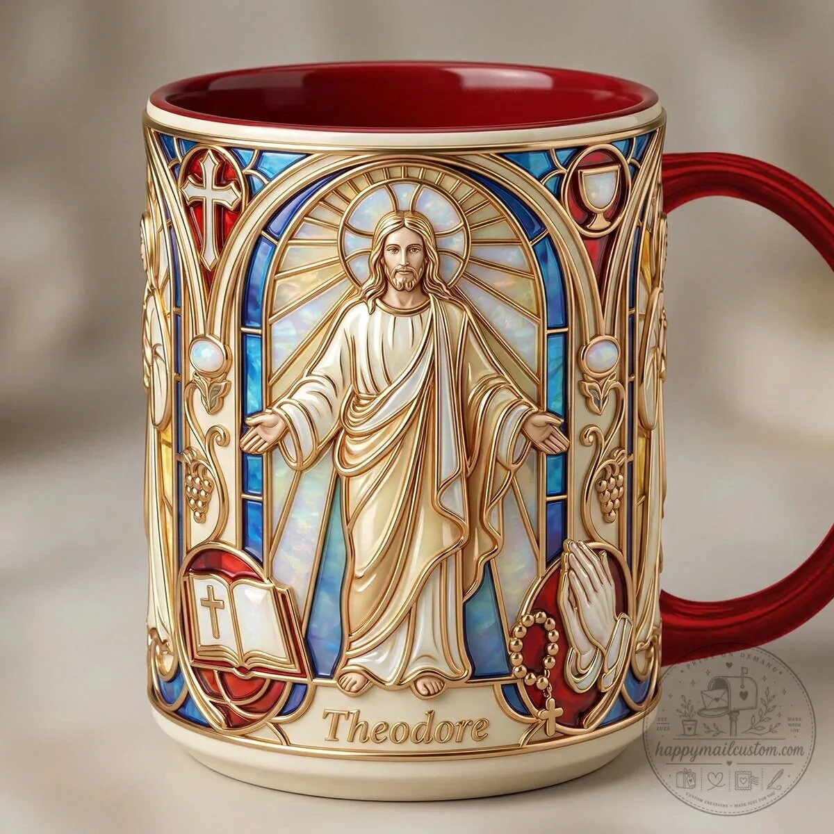 Jesus Christ Stained Glass Window Religious Christian Personalized Coffee Mug 11 Jesus Christ Stained Glass Window Religious Christian Personalized Coffee Mug