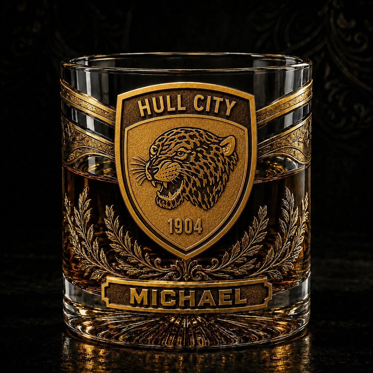 Hull City Tigers Football Club Personalized Whiskey Glass 4 Hull City Tigers Football Club Personalized Whiskey Glass