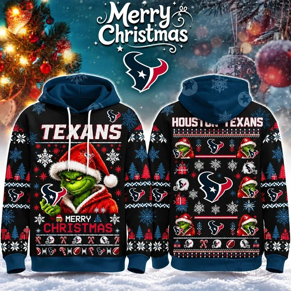 Houston Texans Grinch Merry Christmas Ugly Sweater Hoodie