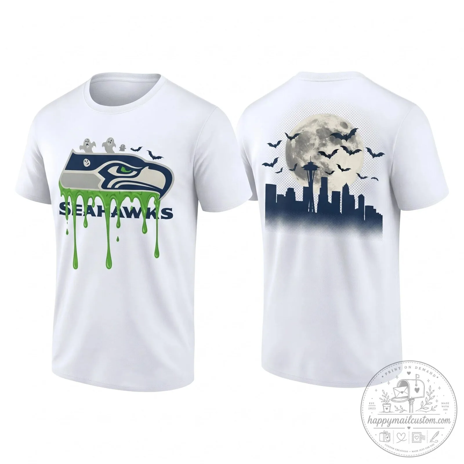 Halloween Seattle Seahawks Dripping Logo T-Shirt 10 Halloween Seattle Seahawks Dripping Logo T-Shirt