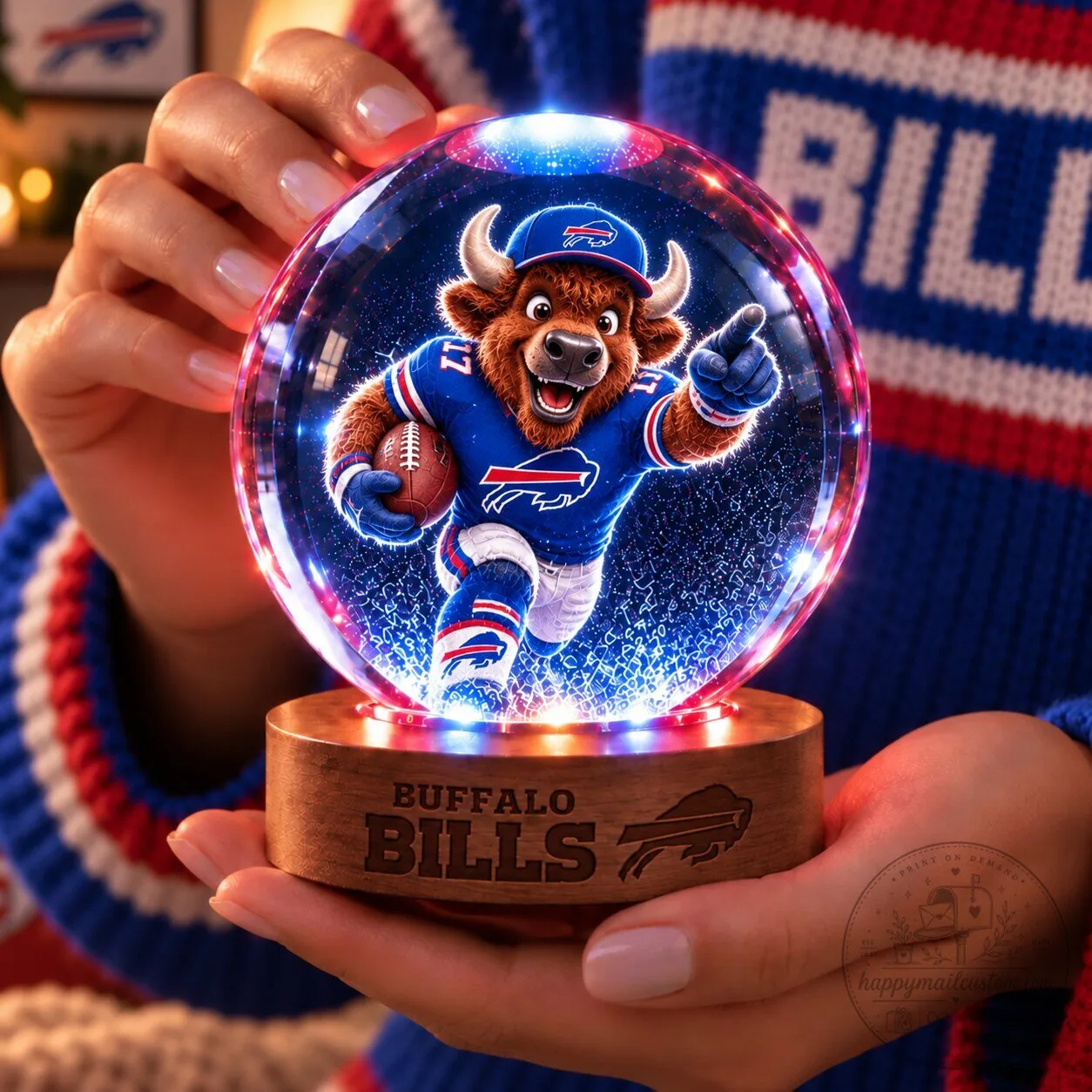 Buffalo Bills Billy Buffalo Mascot NFL Crystal Ball Night Light