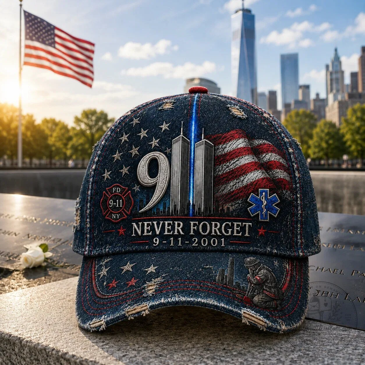 9/11 Never Forget First Responder Memorial Firefighter Cap Hat