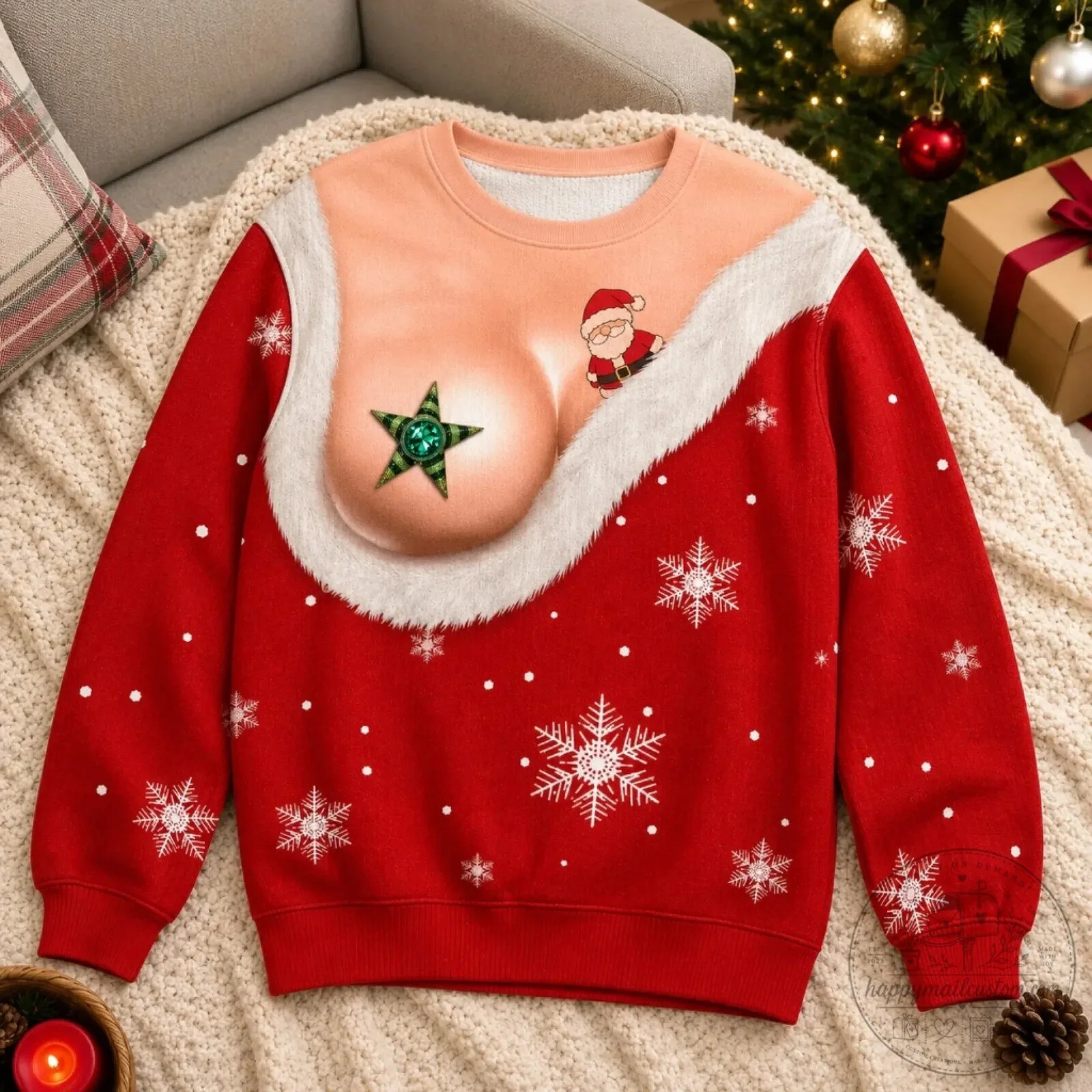 Funny Naughty Santa Claus Christmas Holiday Ugly Sweater for Women 8 Funny Naughty Santa Claus Christmas Holiday Ugly Sweater for Women