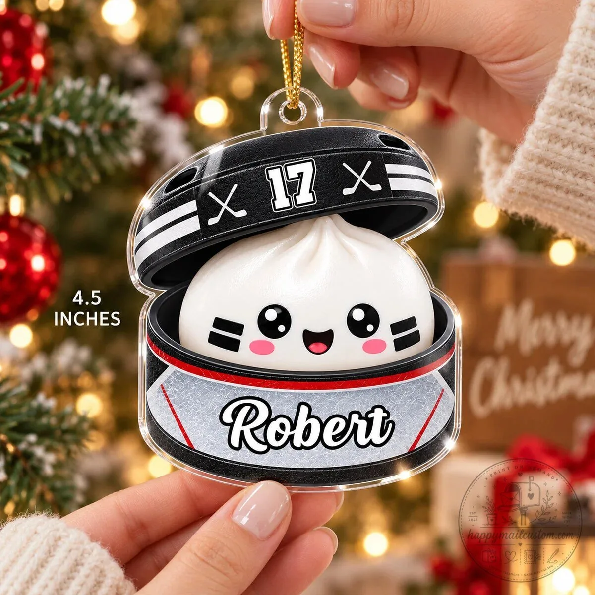 Personalized Hockey Dumpling Squishy Player Christmas Tree Ornament 14 Personalized Hockey Dumpling Squishy Player Christmas Tree Ornament