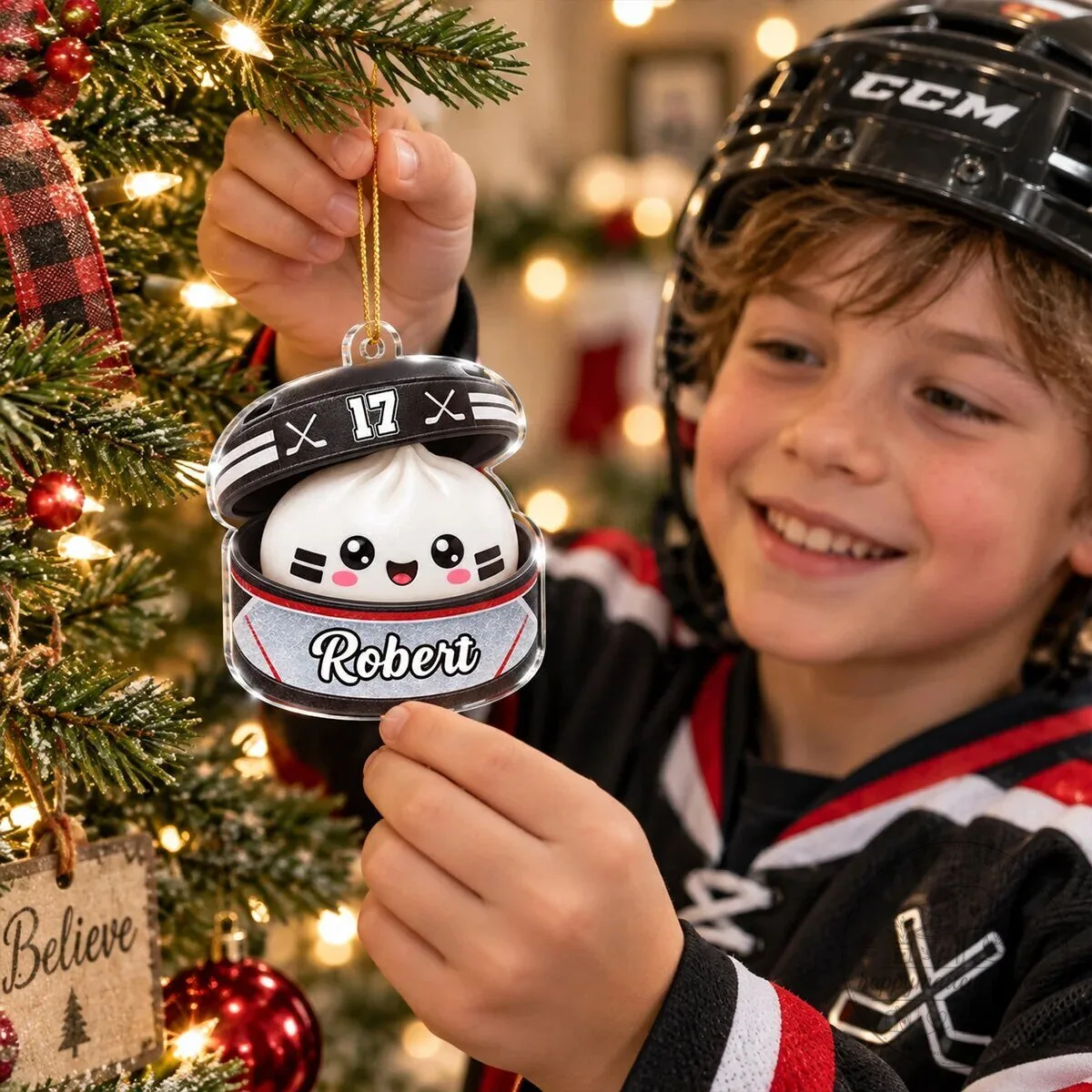 Personalized Hockey Dumpling Squishy Player Christmas Tree Ornament 17 Personalized Hockey Dumpling Squishy Player Christmas Tree Ornament