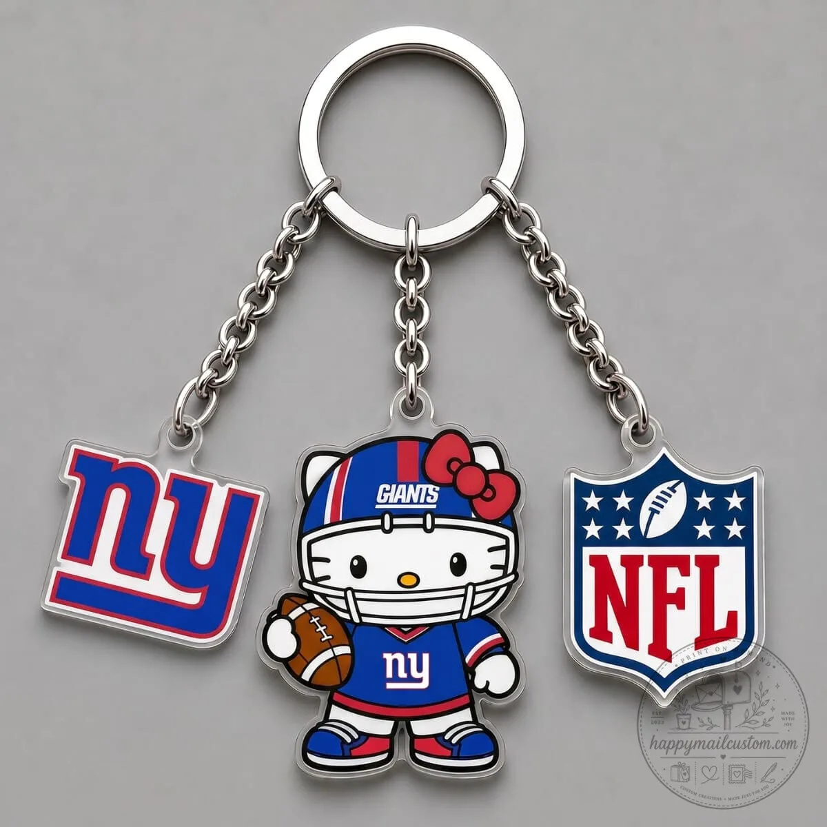 New York Giants Hello Kitty NFL Football Team Triple Charm Keychain