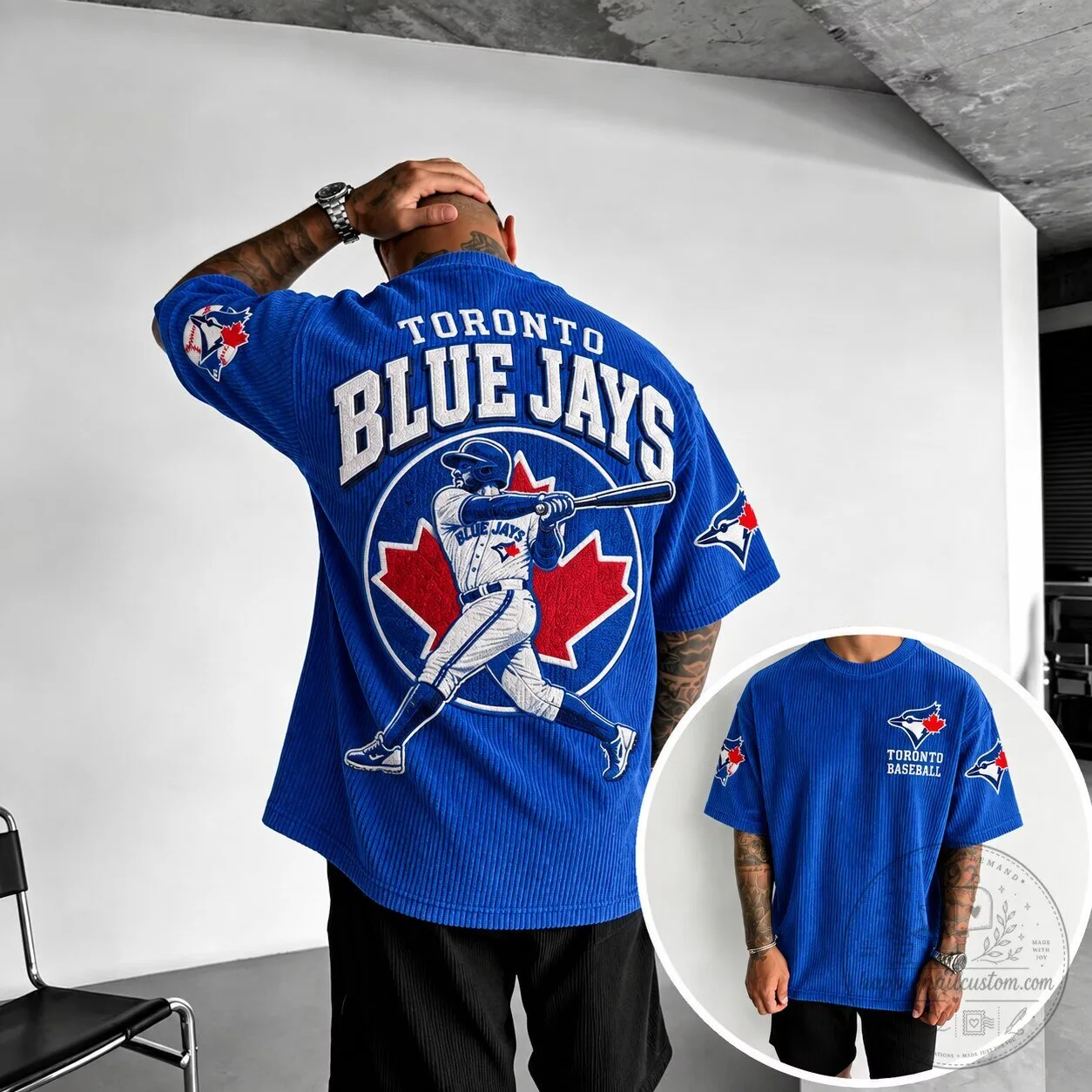 Toronto Blue Jays Baseball Player Graphic Print Short-Sleeve T-Shirt