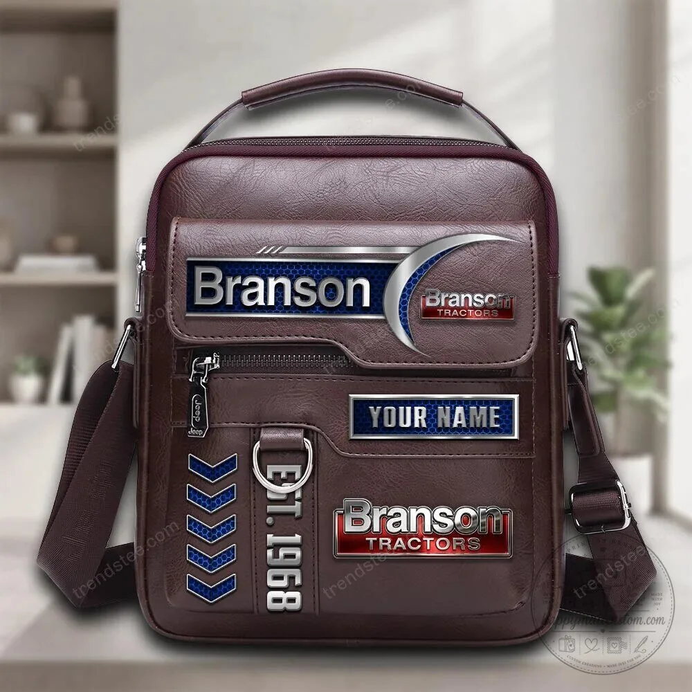 Branson Tractors Custom Name Leather Crossbody Bag