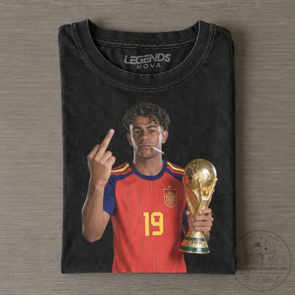 Lamine Yamal Spain Football Number 19 World Cup Middle Finger T-Shirt Lamine Yamal Spain Football Number 19 World Cup Middle Finger T-Shirt