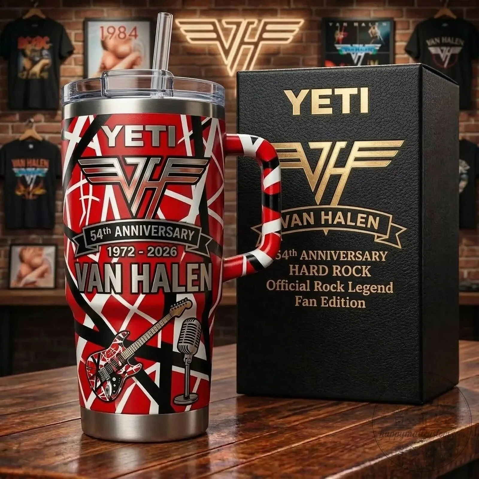 Van Halen 54th Anniversary Hard Rock Legend Stainless Steel Tumbler with Handle