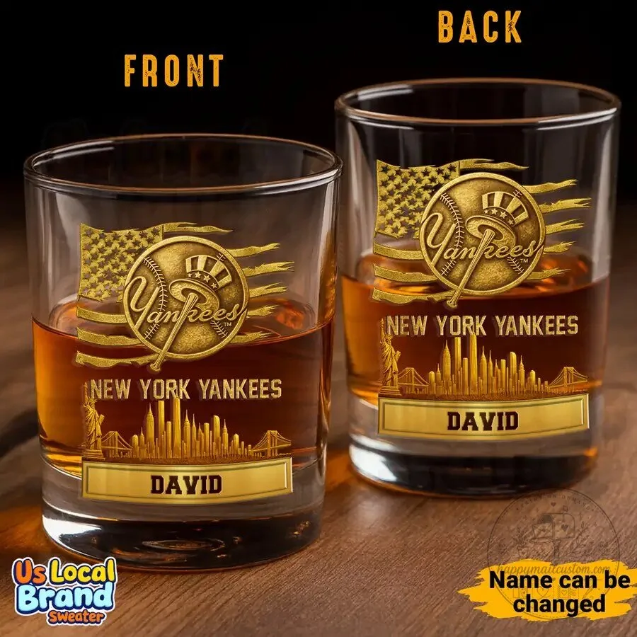 New York Yankees Baseball Team Personalized Whiskey Glass 8 New York Yankees Baseball Team Personalized Whiskey Glass