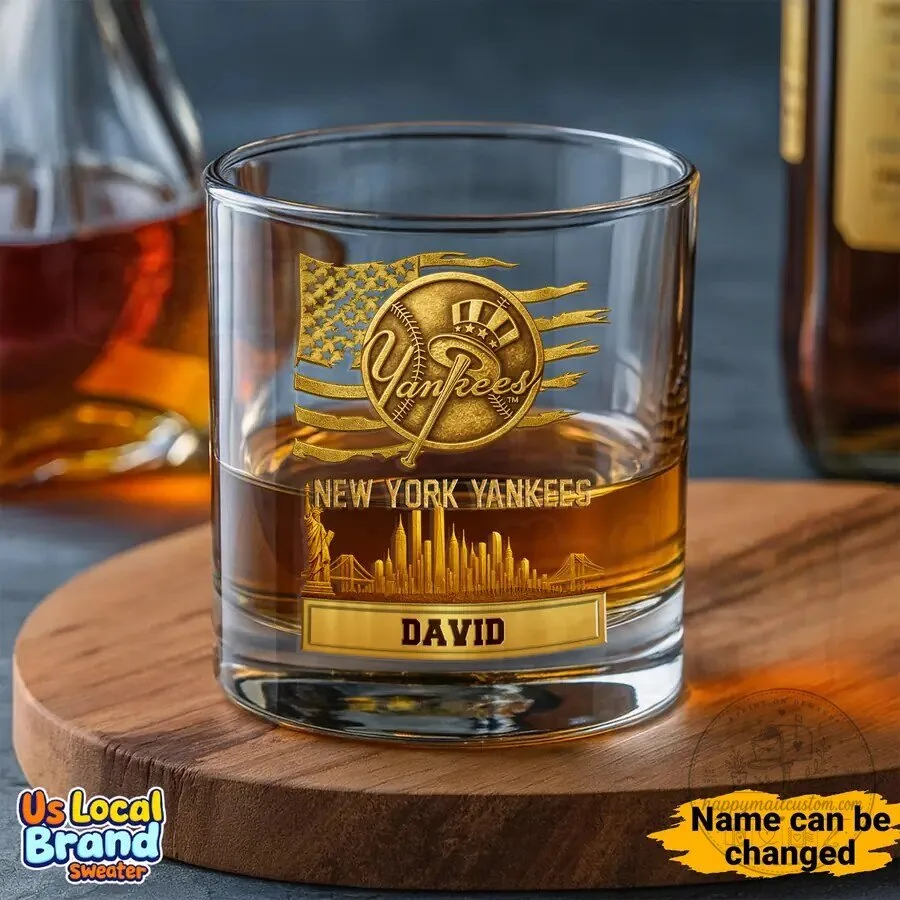 New York Yankees Baseball Team Personalized Whiskey Glass 9 New York Yankees Baseball Team Personalized Whiskey Glass