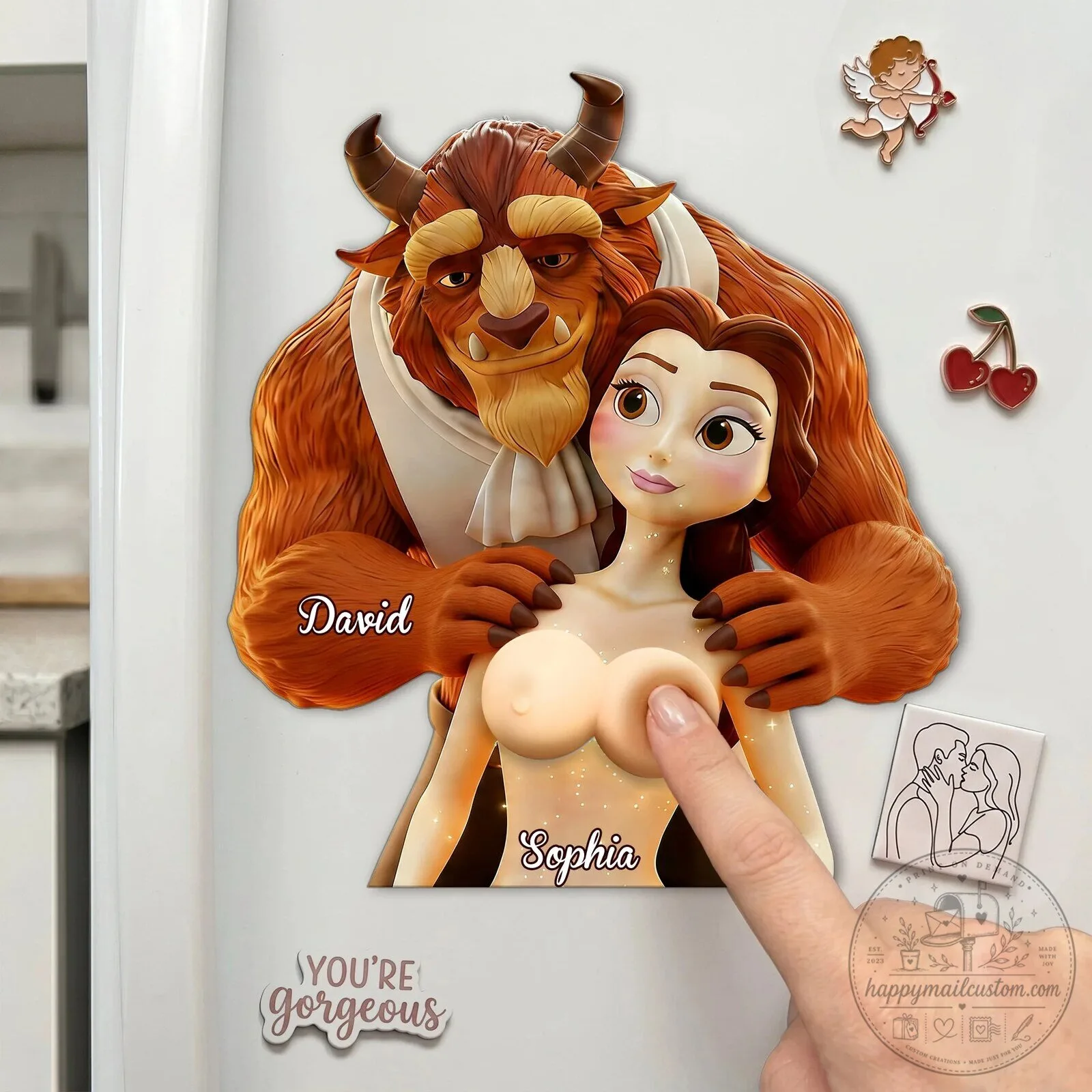 Beauty and the Beast Belle and Adam Couple Refrigerator Magnet