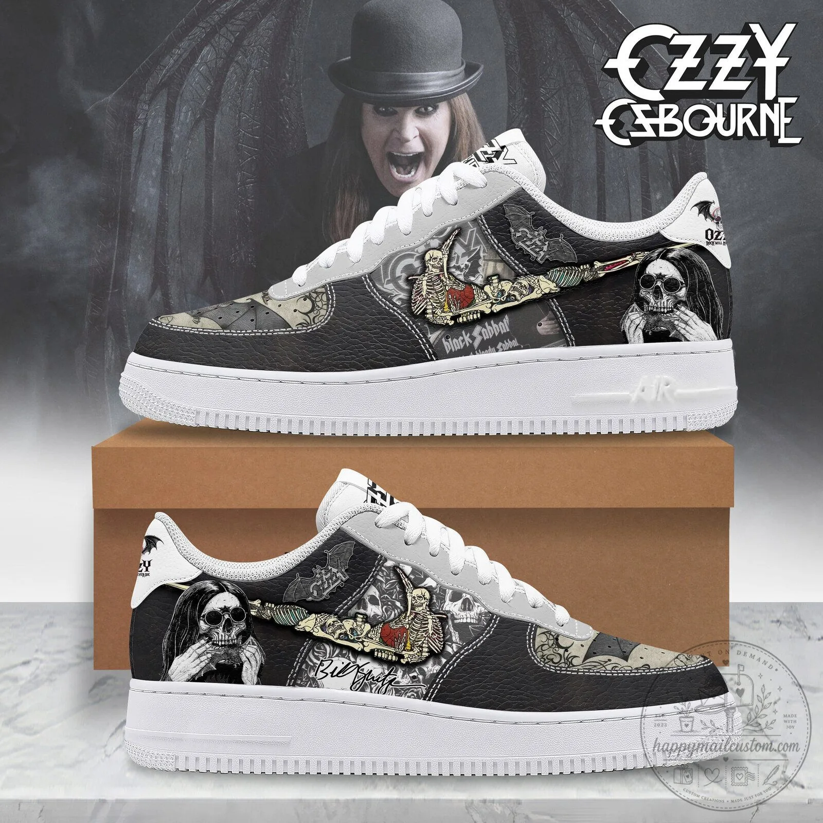Ozzy Osbourne Black Sabbath Rock Band Custom Printed Sneakers
